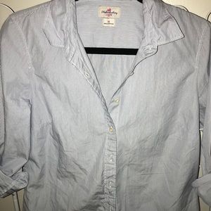 J-Crew white & blue striped dress shirt